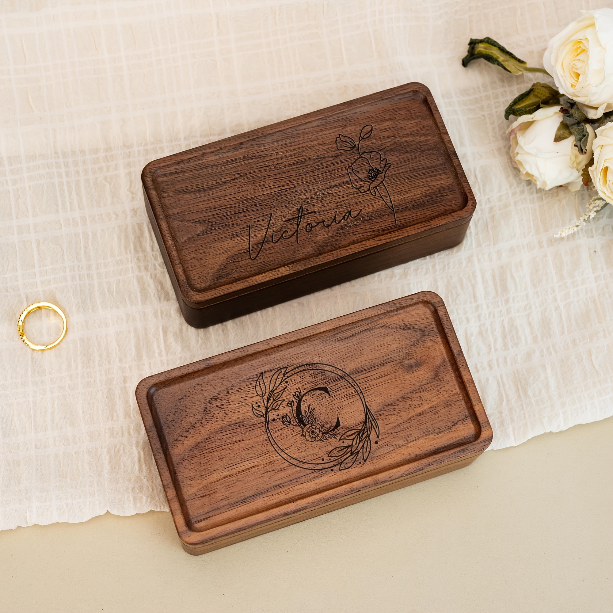 Custom Engraved Name Jewelry Box, Personalized Travel Organizer